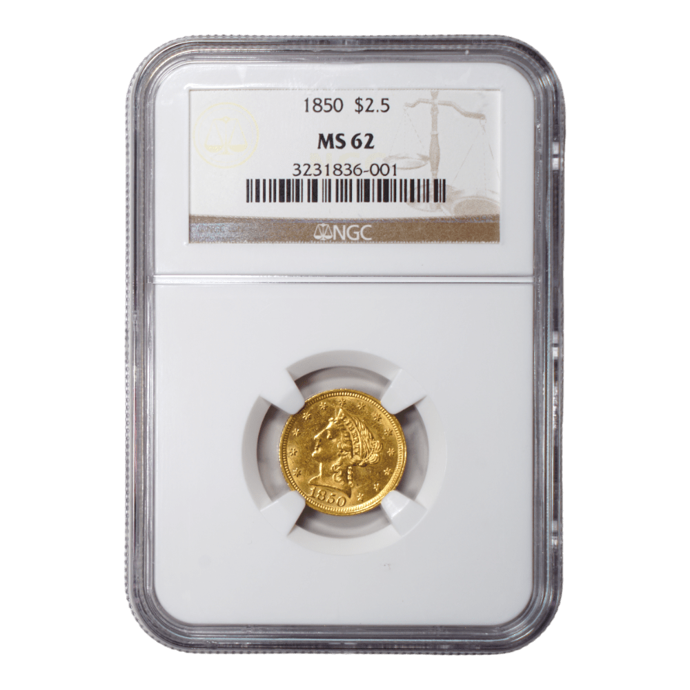 1850 Liberty Head Gold $2.5 NGC MS62 - SCG