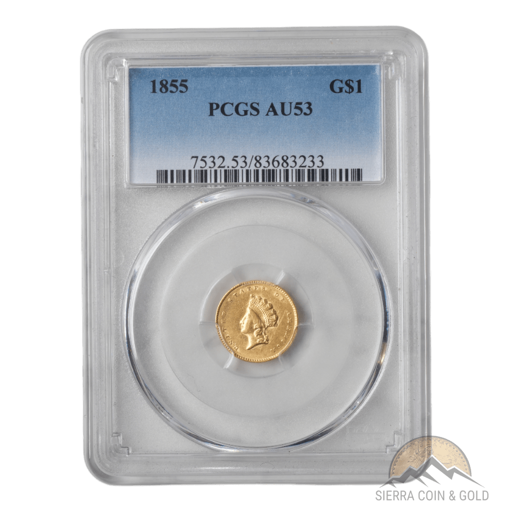 1855 Princess Head Gold $1 PCGS AU53 - SCG