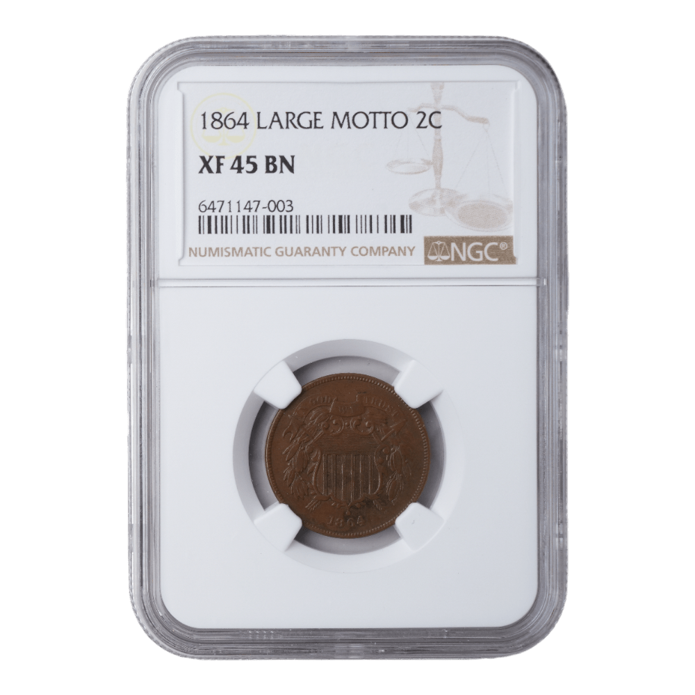 1864 Large Motto Two Cent NGC XF45 BN - SCG