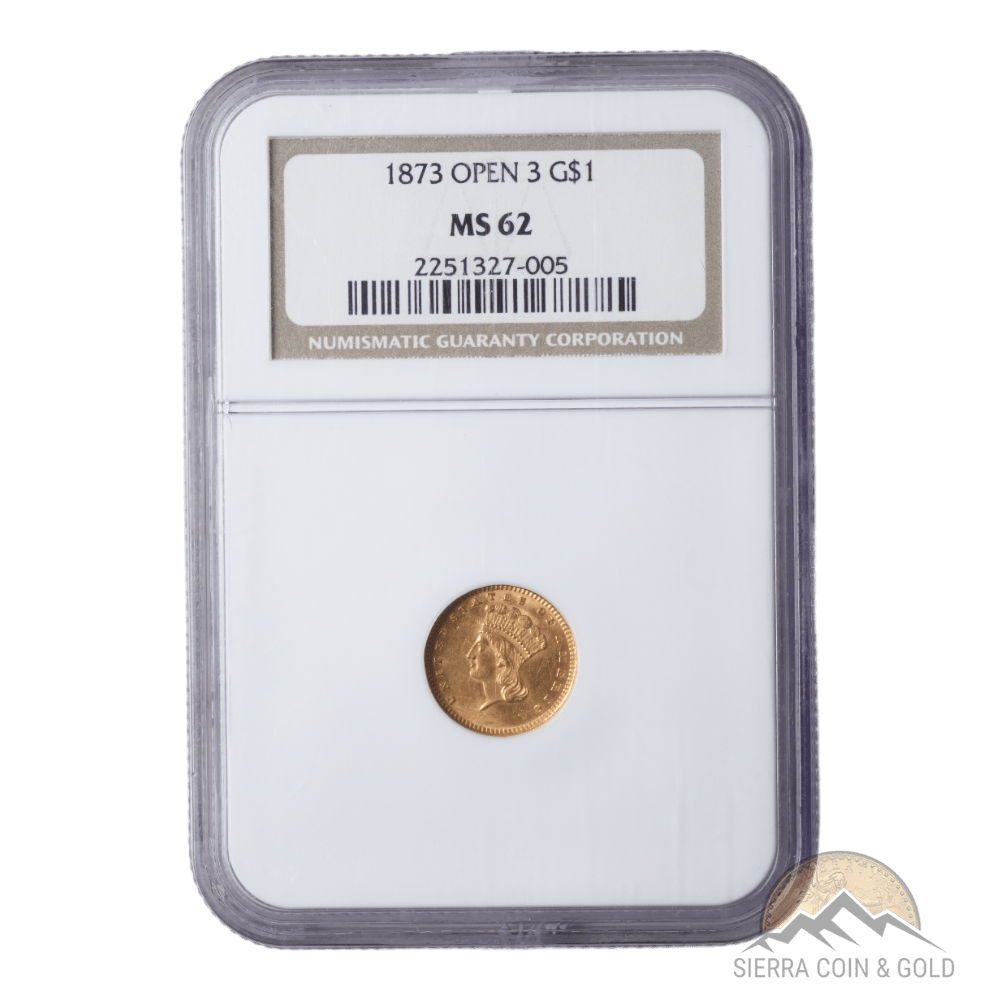 1873 Open 3 Gold Dollar NGC MS62 - SCG