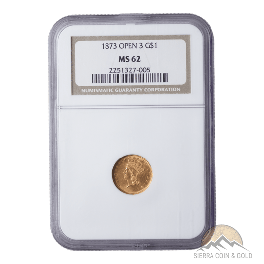 1873 Open 3 Gold Dollar NGC MS62 - SCG