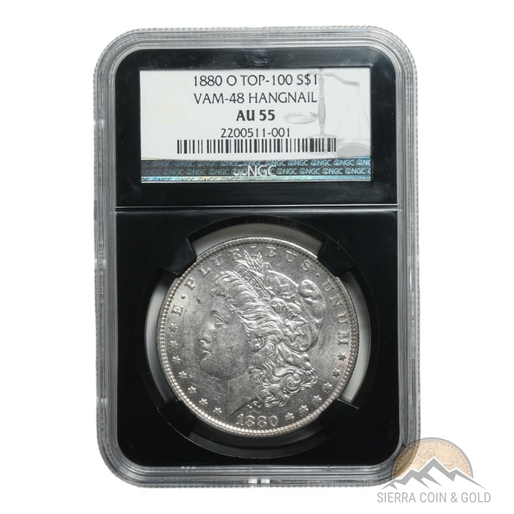 1880 - O Morgan Silver Dollar – VAM - 48 Hangnail, Top - 100, NGC AU55 - Sierra Coin & Gold