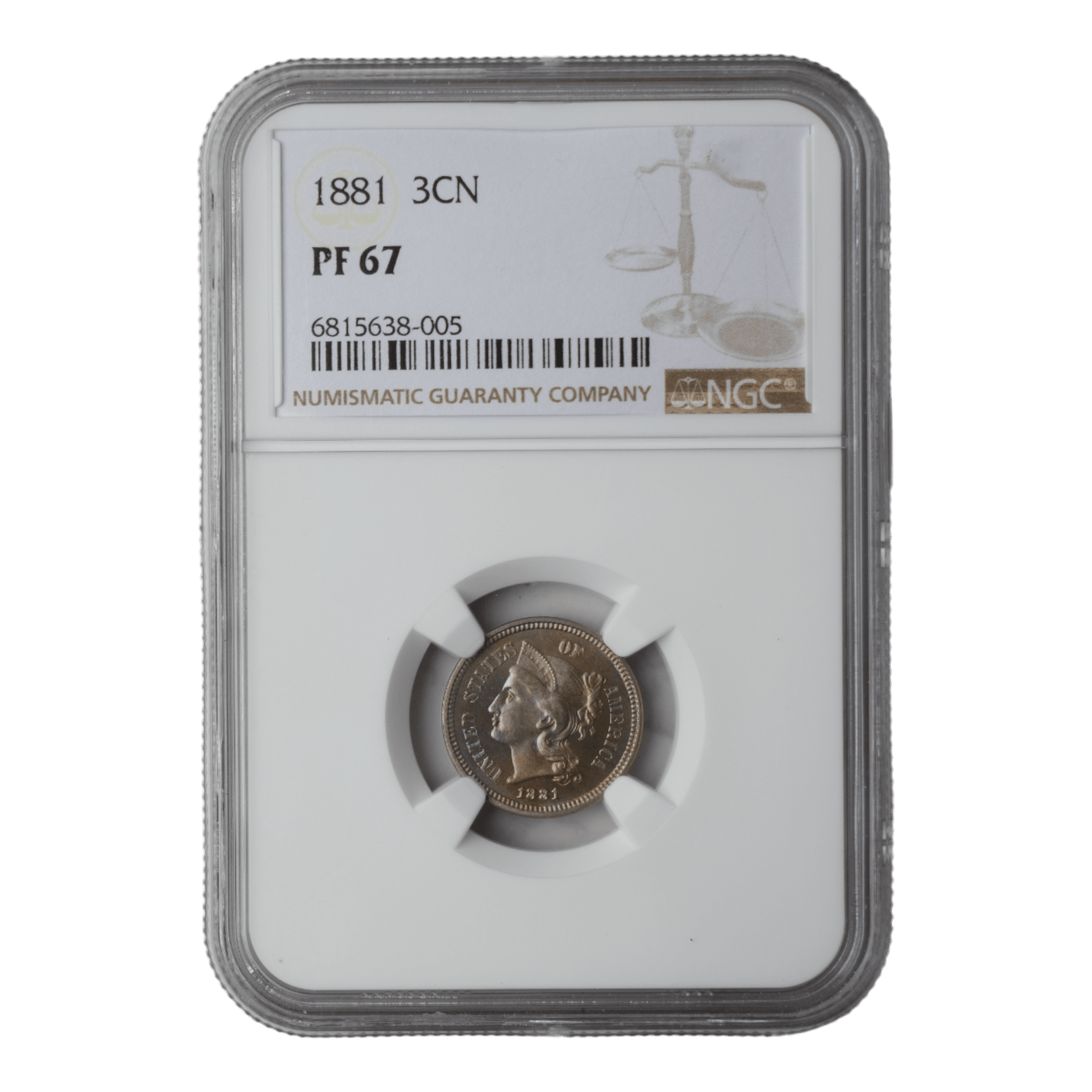 1881 Three Cent Nickel NGC PF67 - SCG