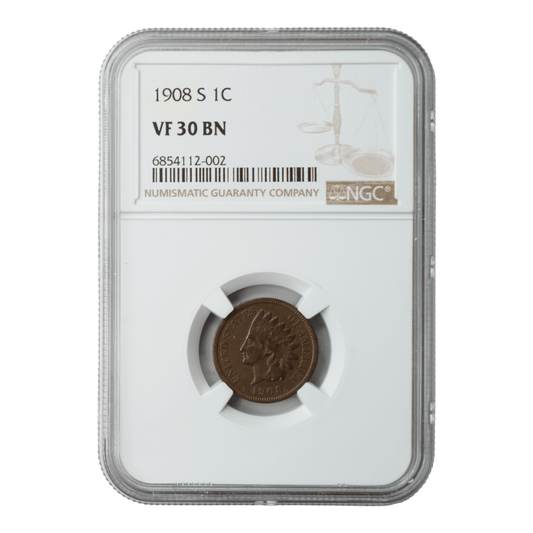 1908-S Indian Cent NGC VF30 BN - SCG