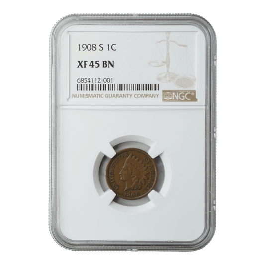 1908-S Indian Cent NGC XF45 BN - SCG