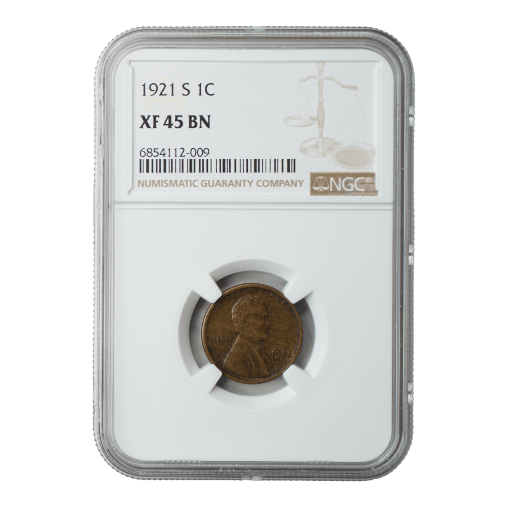 1921-S Lincoln Wheat Cent NGC XF45 BN - SCG