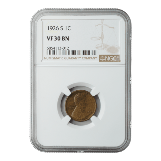 1926-S Lincoln Wheat Cent NGC VF30 BN - SCG