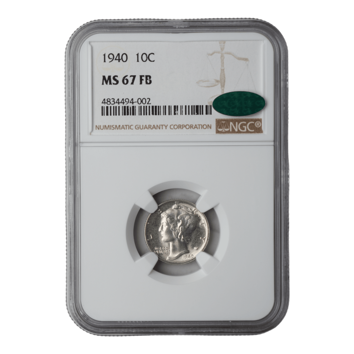 1940 Mercury Head Dime NGC MS67 FB CAC - SCG