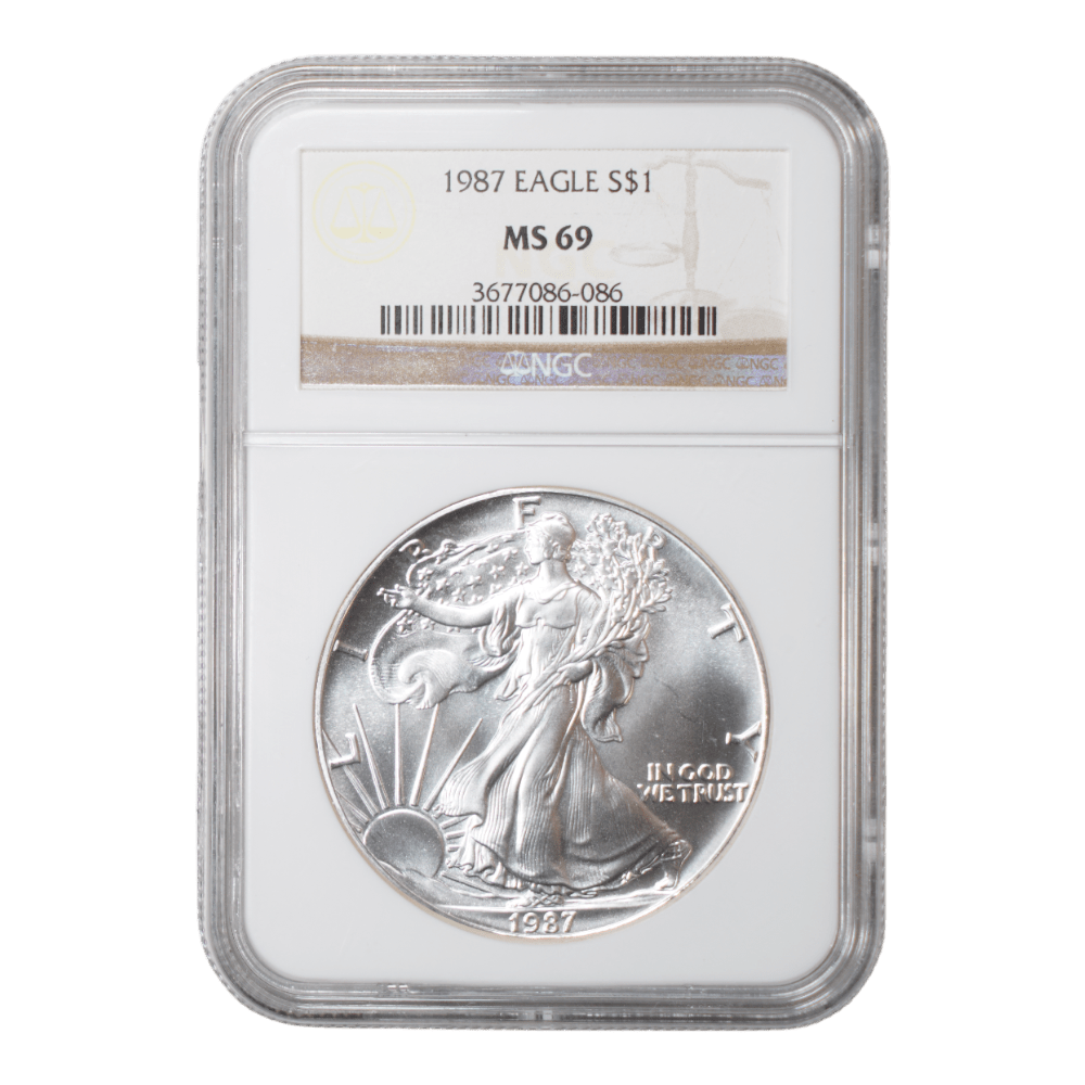 1987 1 oz American Silver Eagle NGC MS69 - SCG