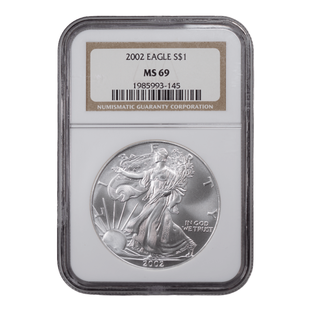 2002 American Silver Eagle 1 oz NGC MS69 - SCG