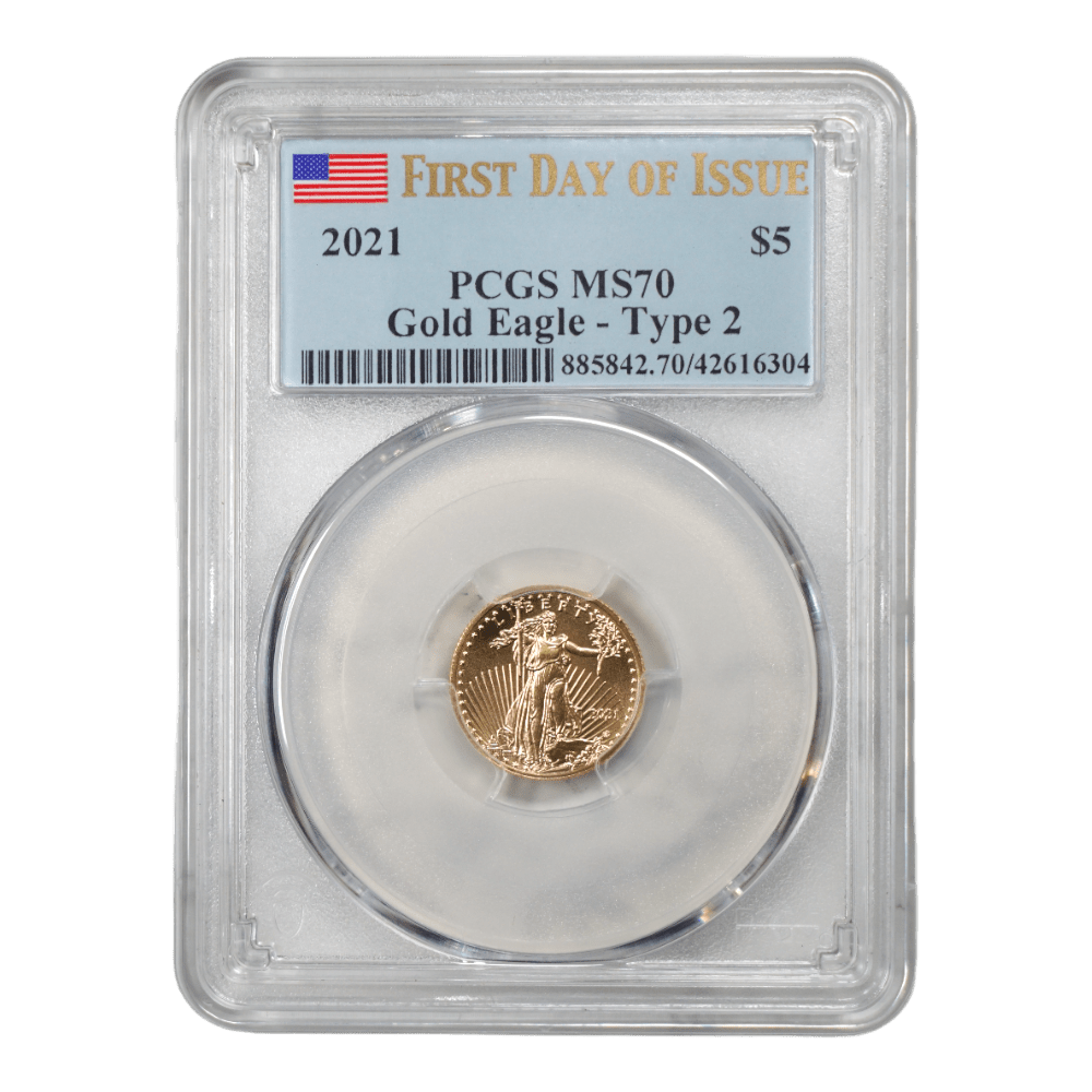 2021 Type 2 1/10 oz Gold Eagle PCGS MS70 FDOI - SCG