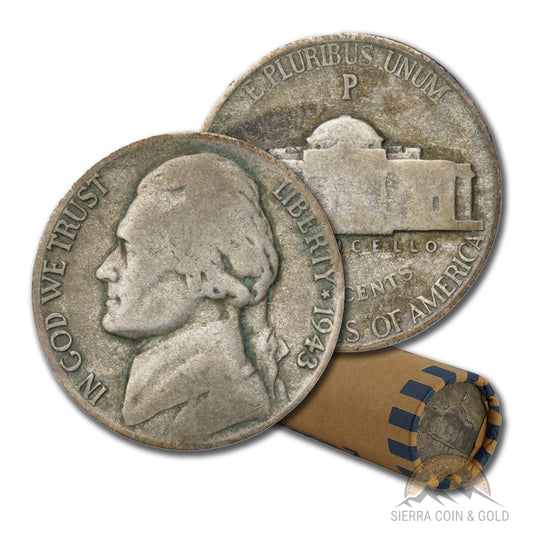 $2 FACE VALUE ROLL OF 35% WARTIME NICKELS