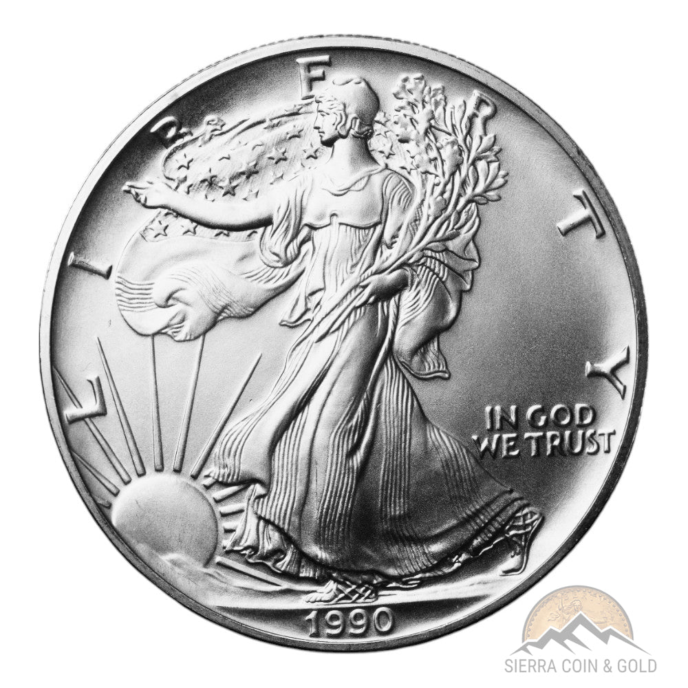 1990 1 oz American Silver Eagle BU Obverse