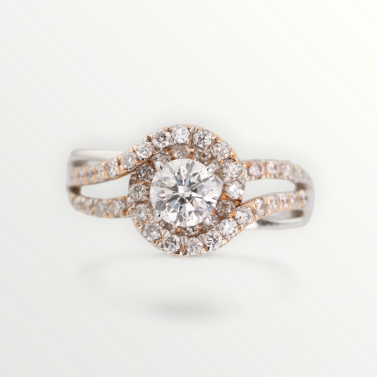 14k White/Rose Gold 7/8cttw Diamond Ring - Size 5