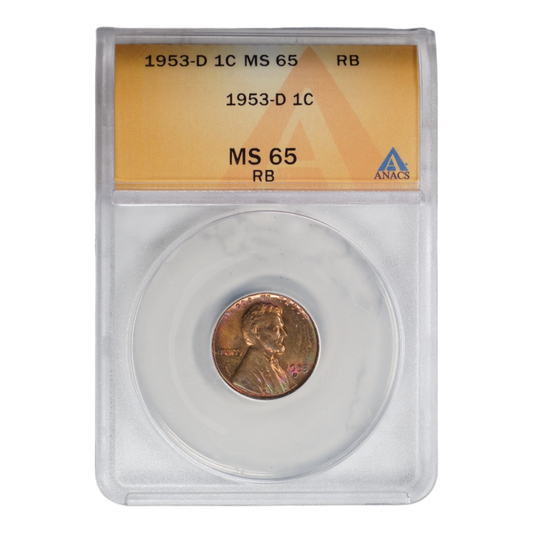 1953-D Lincoln Wheat Cent ANACS MS65 RB