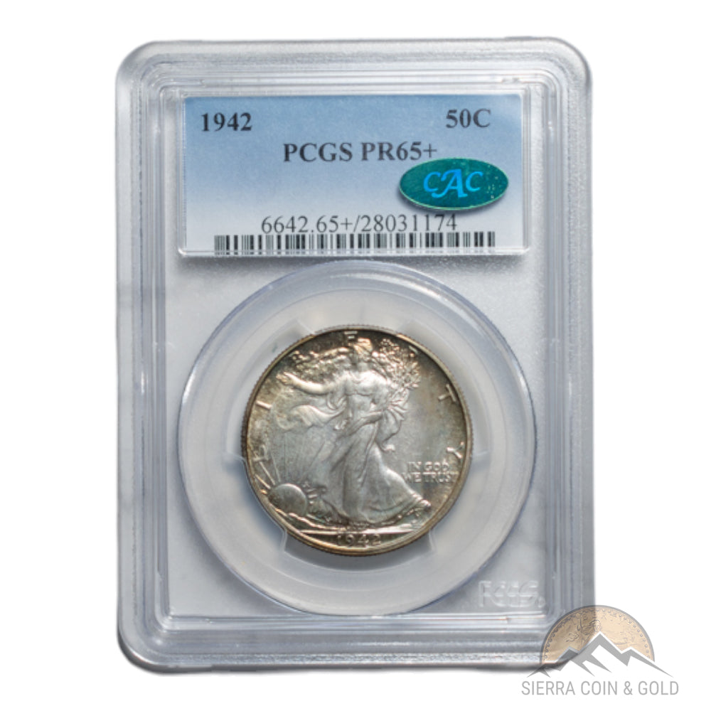 1942 Walking Liberty Silver Half Dollar - PCGS PR65+ CAC