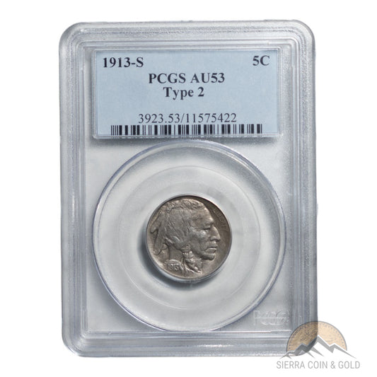 1913-S Type 2 Buffalo Nickel - PCGS AU53