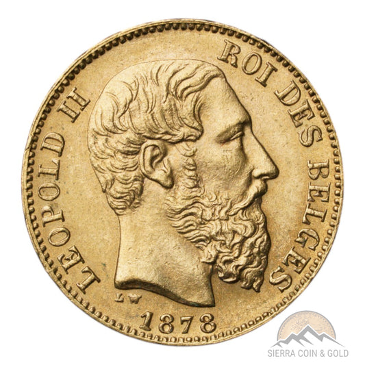 Belgium Gold 20 Francs - Leopold II Obverse