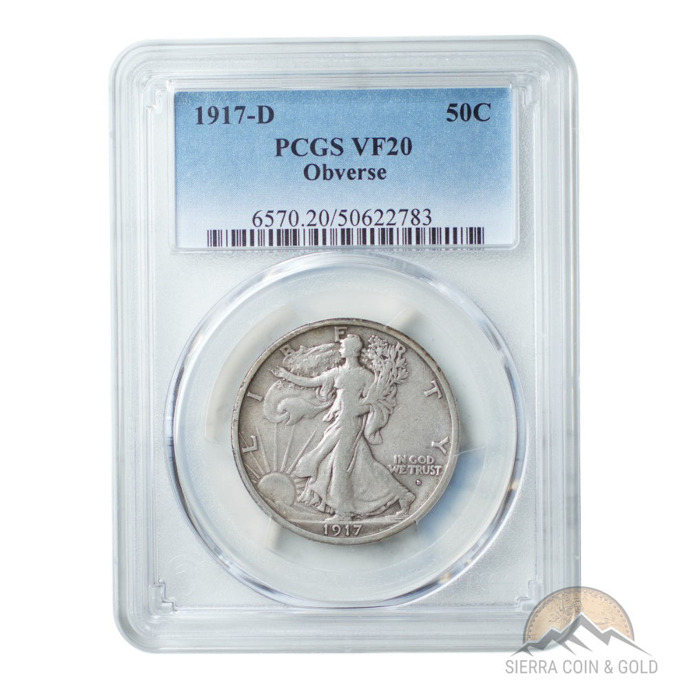 1917-D Walking Liberty Half Dollar – Obverse Mintmark – PCGS VF20 Obverse