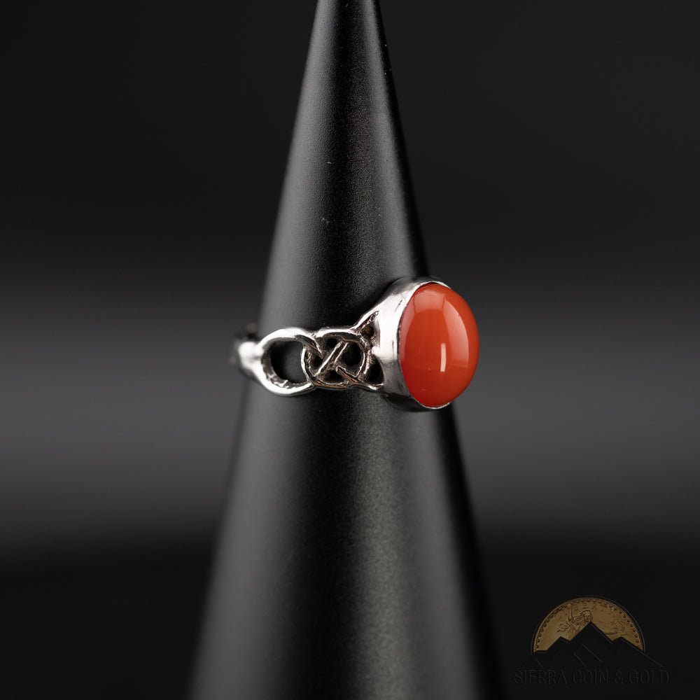 Ladies Sterling Silver Carnelian Celtic Knot Ring - Size 6 - Sierra Coin & Gold