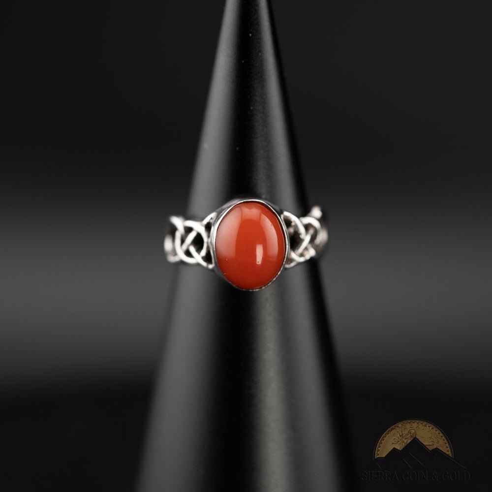 Ladies Sterling Silver Carnelian Celtic Knot Ring - Size 6 - Sierra Coin & Gold