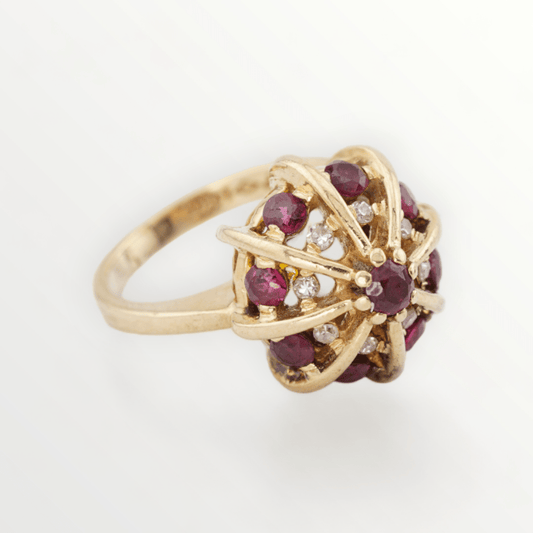 Vintage 14K Gold Ruby & Diamond Ring - Size 2.5 - SCG
