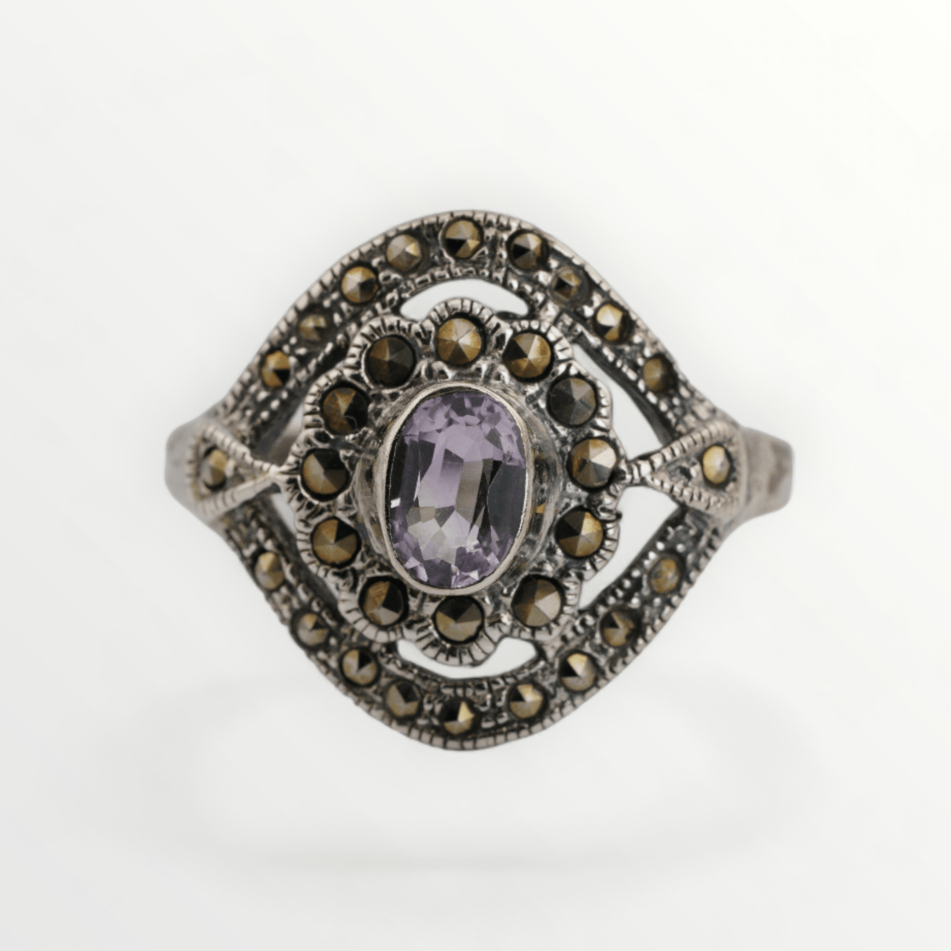 Vintage Amethyst & Marcasite Sterling Silver Ring - Size 6 – Sierra Coin &  Gold