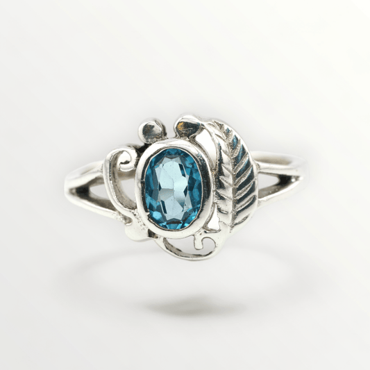 Vintage Southwestern Aquamarine Sterling Ring - Size 8 - SCG