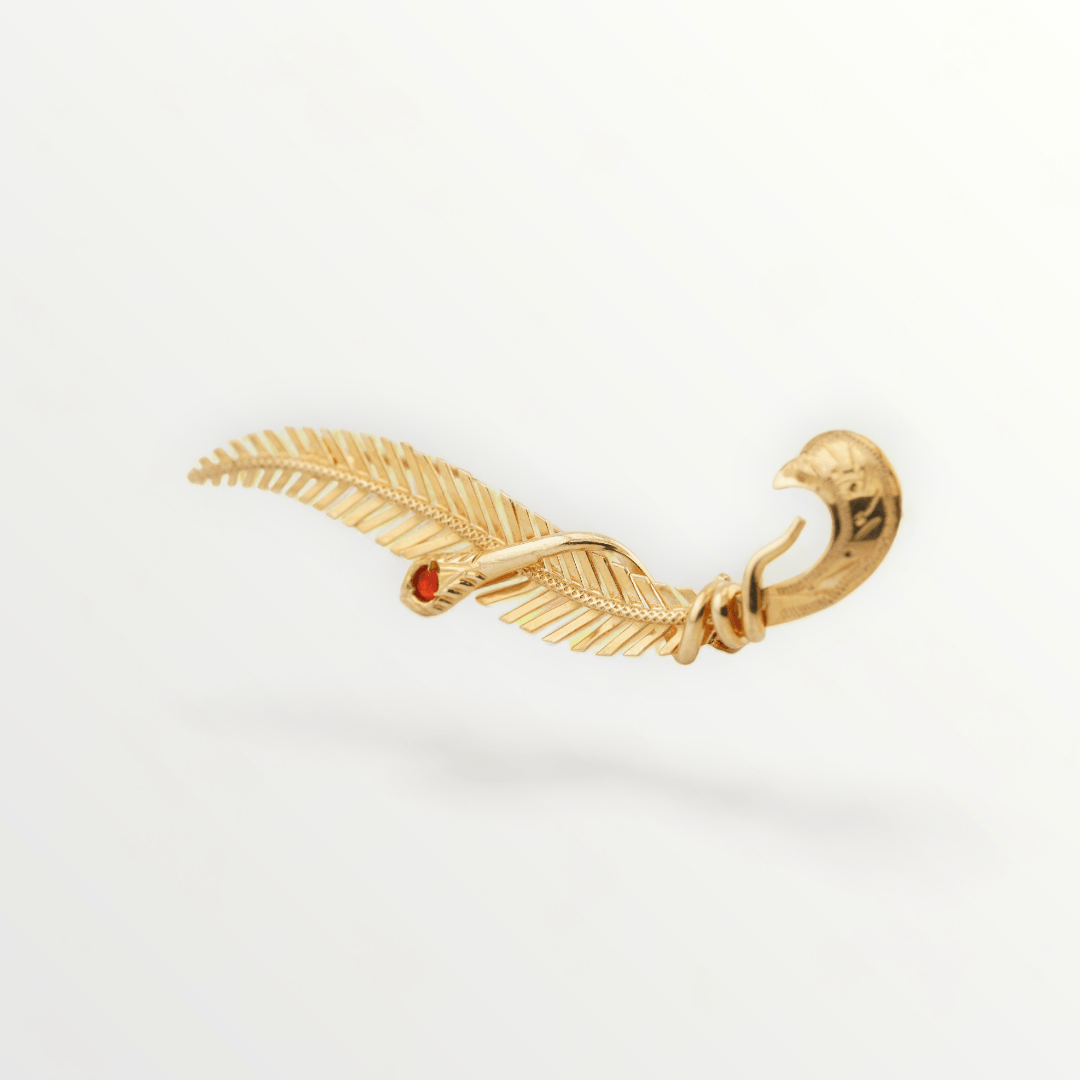 Vintage Unoaerre 18k Gold Ruby Feather Brooch - SCG